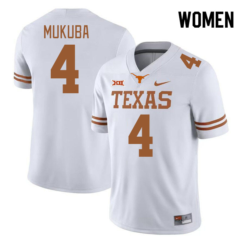 Women #4 Andrew Mukuba Texas Longhorns College Football Jerseys Stitched-White